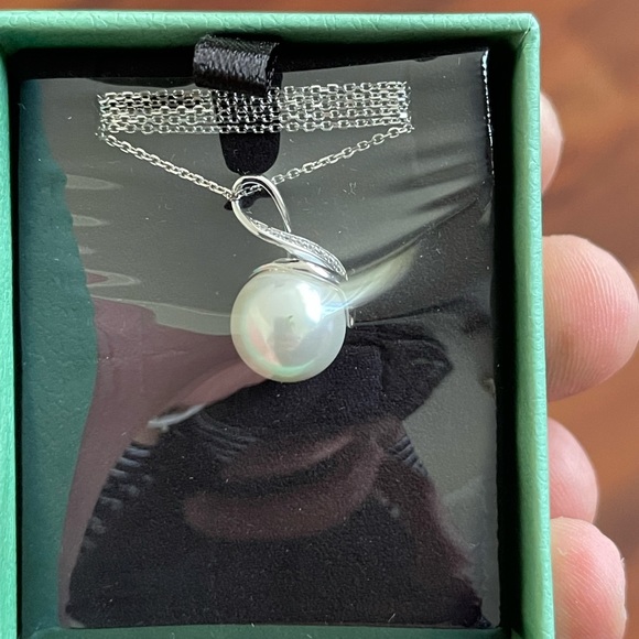 Pearl Necklace with Chain Sterling Silver - Picture 2 of 4